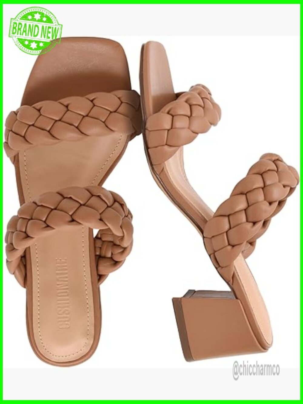 Braided Slip On Block Heel Dress Sandals, Chunky Heels, Wide Widths Available